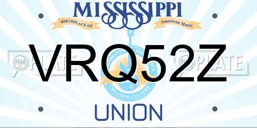 VRQ52Z Mississippi License Plate