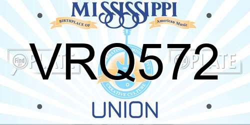 VRQ572 Mississippi License Plate