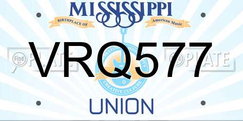 VRQ577 Mississippi License Plate