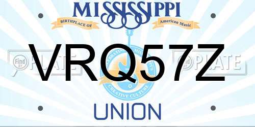 VRQ57Z Mississippi License Plate