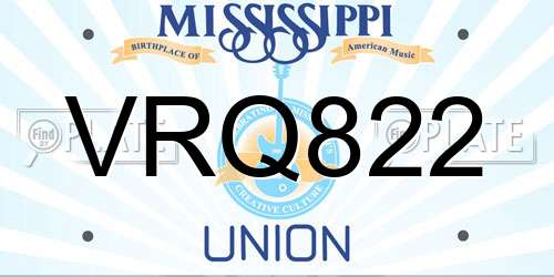 VRQ822 Mississippi License Plate