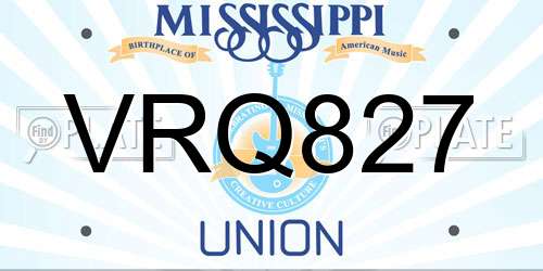 VRQ827 Mississippi License Plate