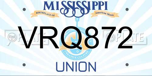 VRQ872 Mississippi License Plate