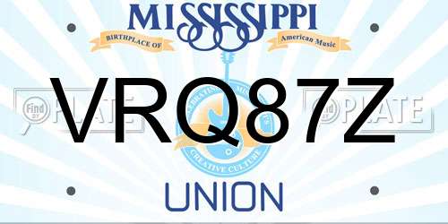 VRQ87Z Mississippi License Plate