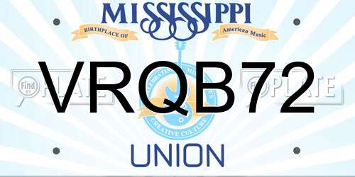 VRQB72 Mississippi License Plate