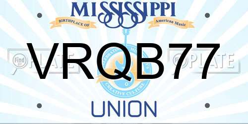 VRQB77 Mississippi License Plate