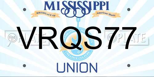 VRQS77 Mississippi License Plate