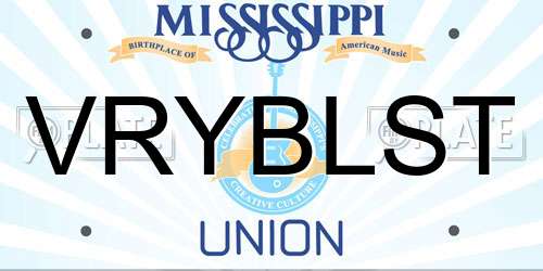 VRYBLST Mississippi License Plate
