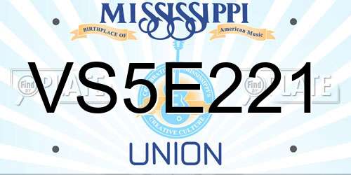 VS5E221 Mississippi License Plate