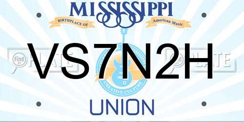 VS7N2H Mississippi License Plate