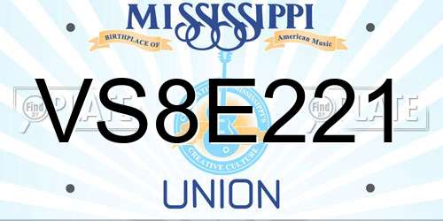 VS8E221 Mississippi License Plate