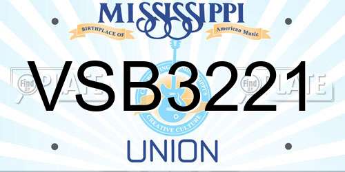 VSB3221 Mississippi License Plate