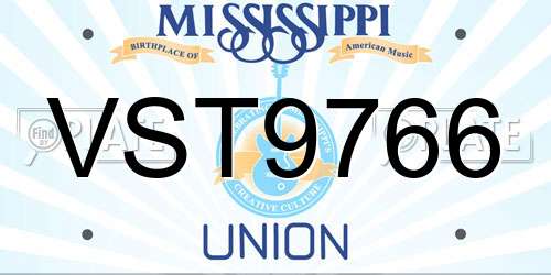 VST9766 Mississippi License Plate