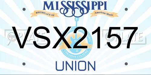 VSX2157 Mississippi License Plate