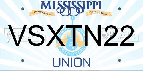 VSXTN22 Mississippi License Plate