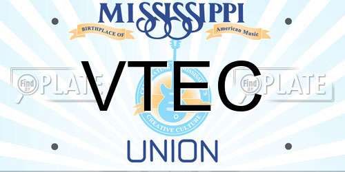 VTEC Mississippi License Plate