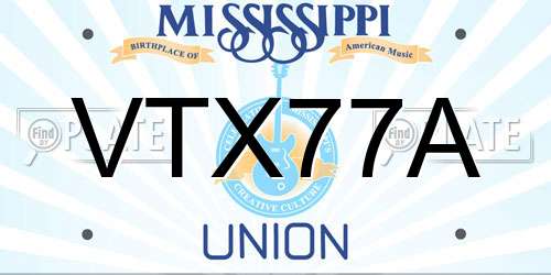 VTX77A Mississippi License Plate