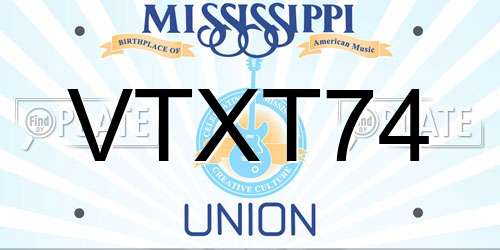 VTXT74 Mississippi License Plate