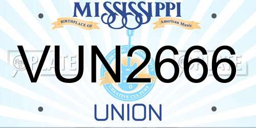 VUN2666 Mississippi License Plate