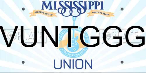 VUNTGGG Mississippi License Plate