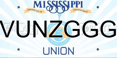 VUNZGGG Mississippi License Plate