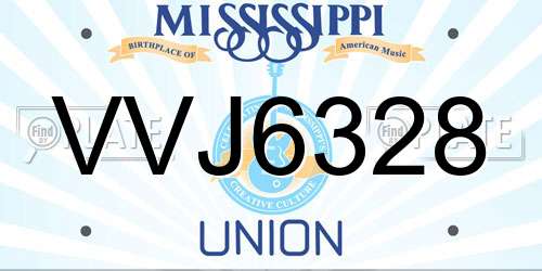VVJ6328 Mississippi License Plate