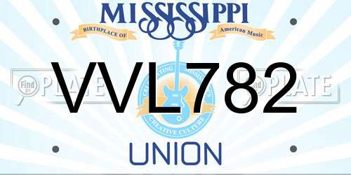 VVL782 Mississippi License Plate