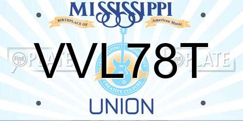 VVL78T Mississippi License Plate