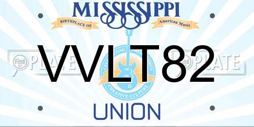 VVLT82 Mississippi License Plate