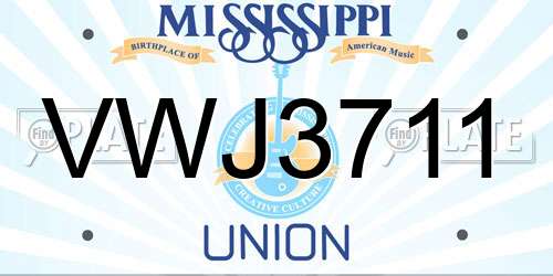 VWJ3711 Mississippi License Plate