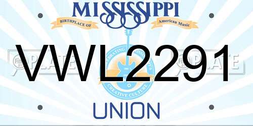 VWL2291 Mississippi License Plate