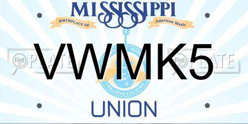 VWMK5 Mississippi License Plate