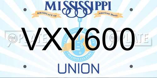 VXY600 Mississippi License Plate