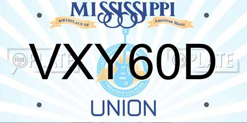 VXY60D Mississippi License Plate