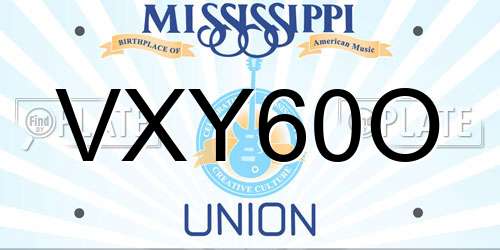 VXY60O Mississippi License Plate
