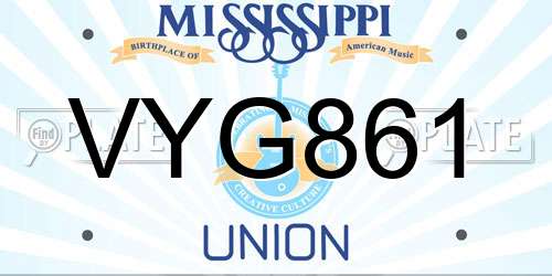 VYG861 Mississippi License Plate