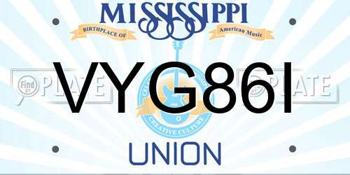 VYG86I Mississippi License Plate