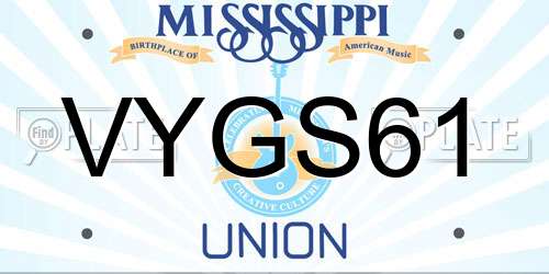 VYGS61 Mississippi License Plate