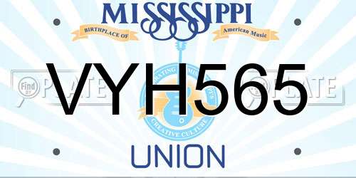 VYH565 Mississippi License Plate