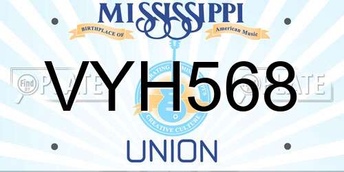VYH568 Mississippi License Plate