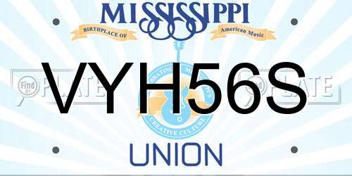 VYH56S Mississippi License Plate