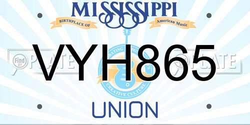 VYH865 Mississippi License Plate