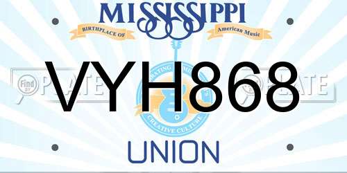VYH868 Mississippi License Plate