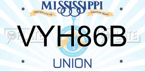 VYH86B Mississippi License Plate