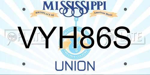 VYH86S Mississippi License Plate