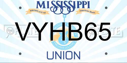 VYHB65 Mississippi License Plate
