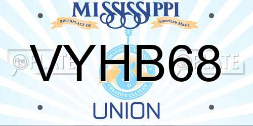 VYHB68 Mississippi License Plate