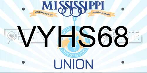 VYHS68 Mississippi License Plate