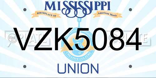 VZK5084 Mississippi License Plate