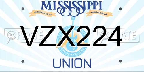 VZX224 Mississippi License Plate